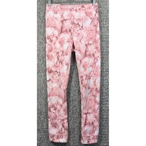 Harmony Balance Floral Print Leggings Cropped Pants Cherry Blossom Pink Womens S